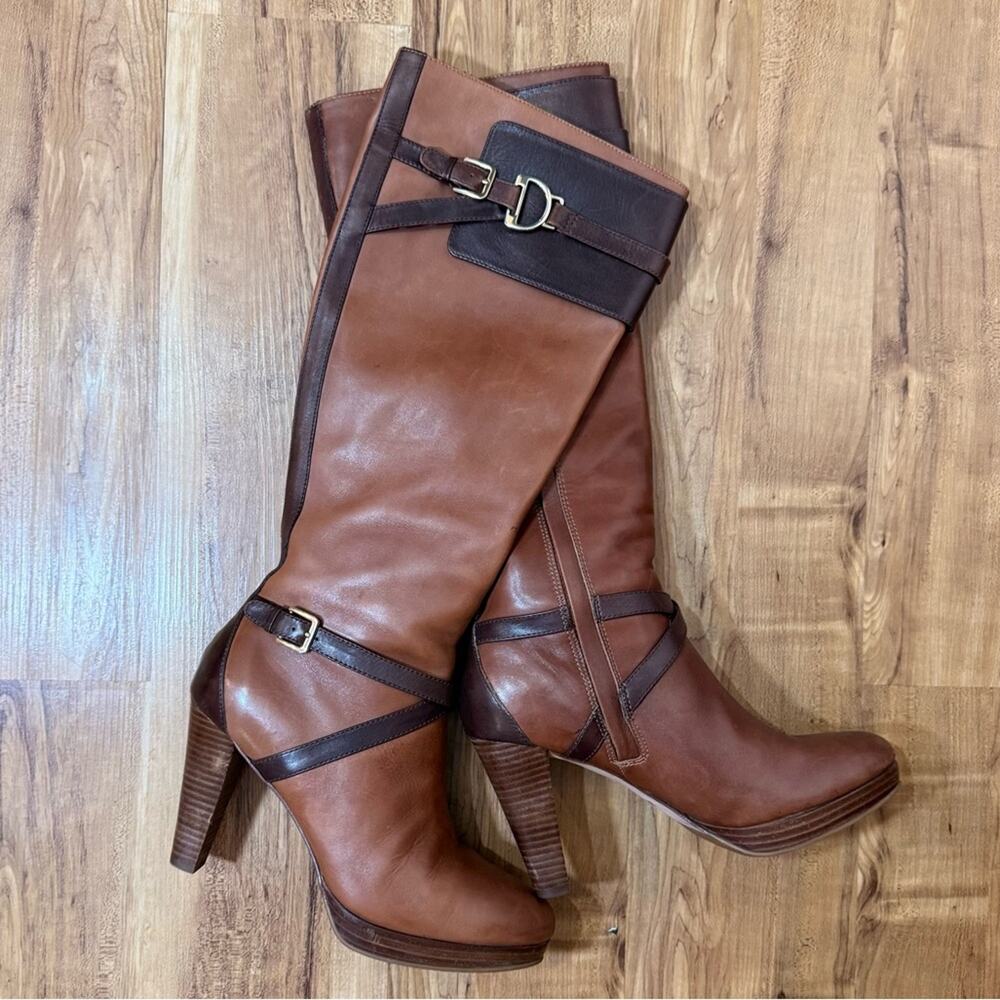 Cole Haan x Nike Air Poppy Tall Women’s Leather Boot Walnut Brown Heel 8 1/2 B